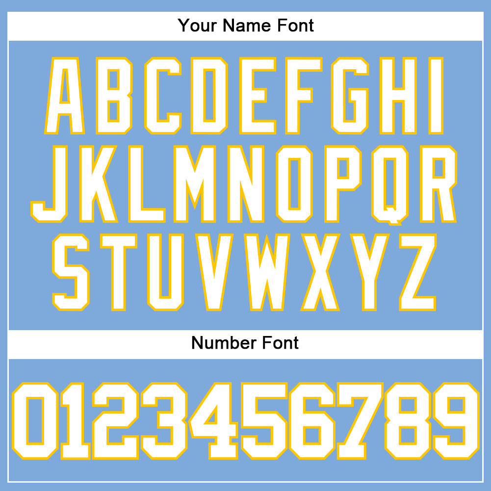 Custom Light Blue White-Yellow Authentic Baseball Jersey view 5