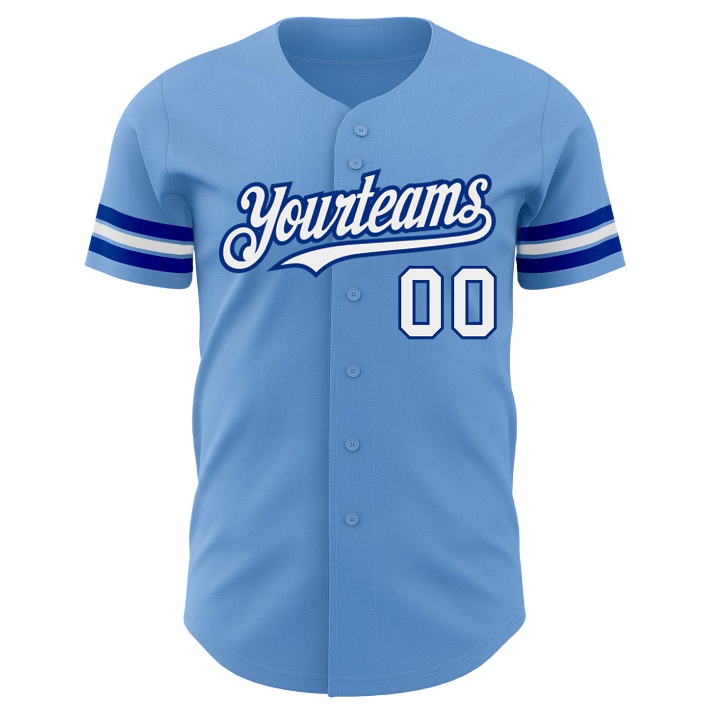 Custom Light Blue White-Royal Authentic Baseball Jersey view 2