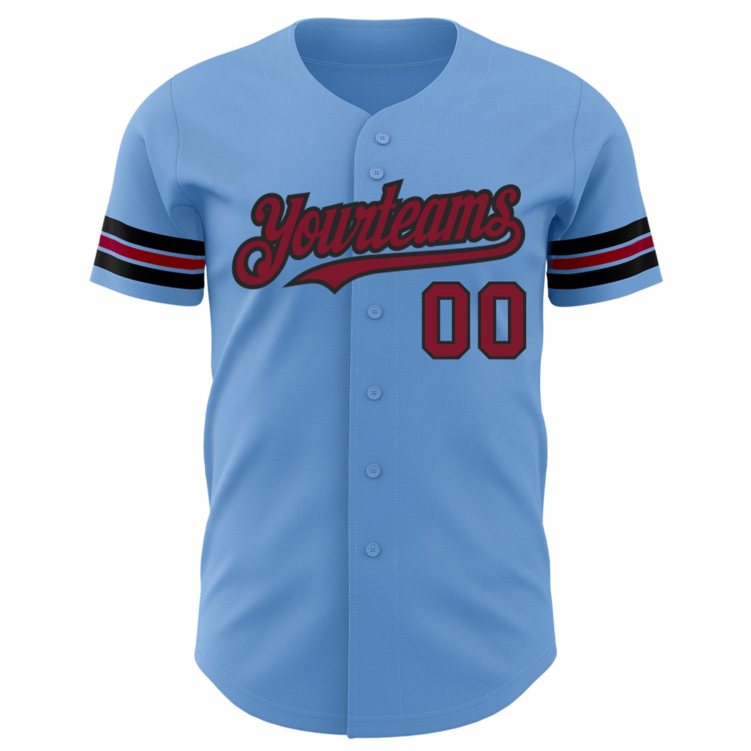 Custom Light Blue Crimson-Black Authentic Baseball Jersey view 2