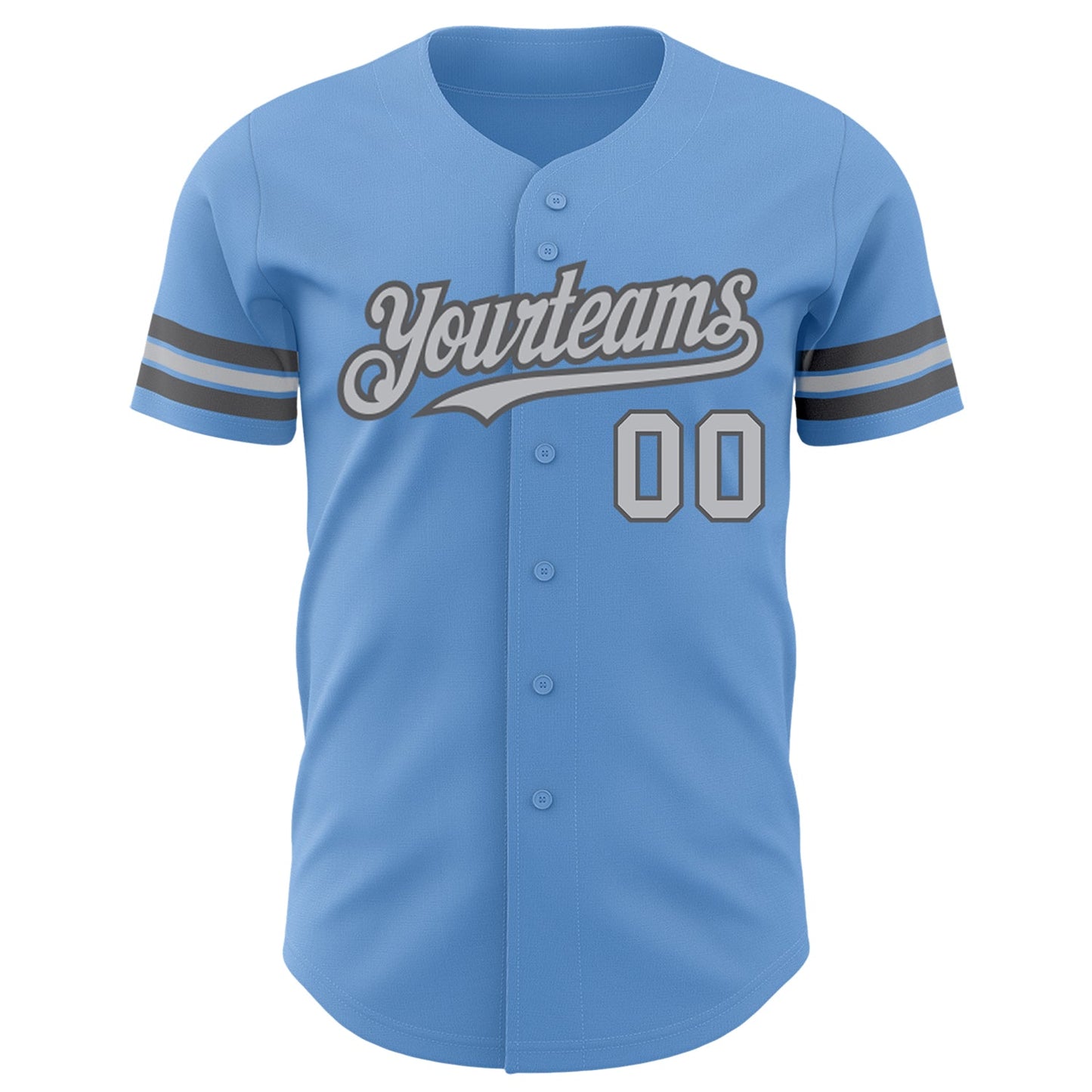Custom Light Blue Gray-Steel Gray Authentic Baseball Jersey view 2
