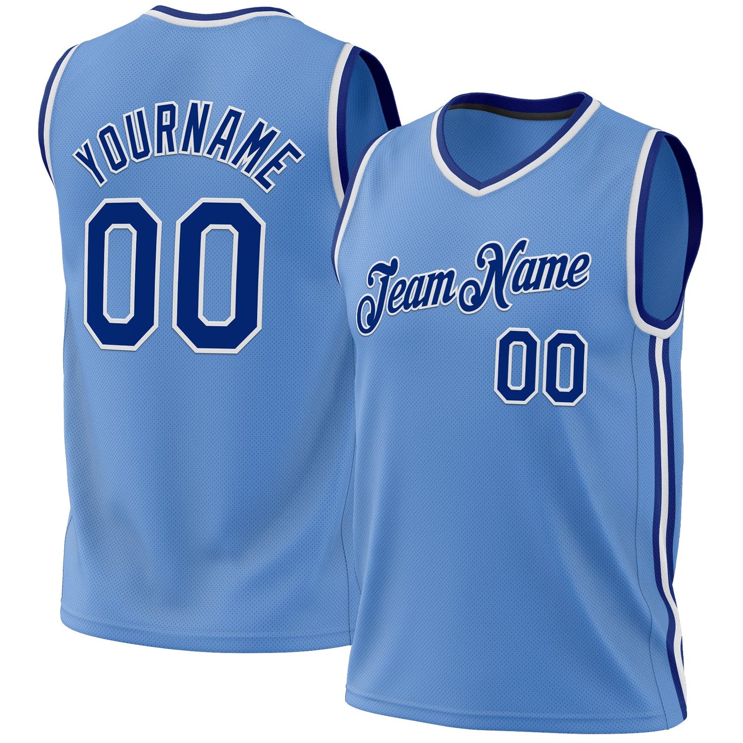 Custom Light Blue Royal-White Authentic Throwback Basketball Jersey - Main View