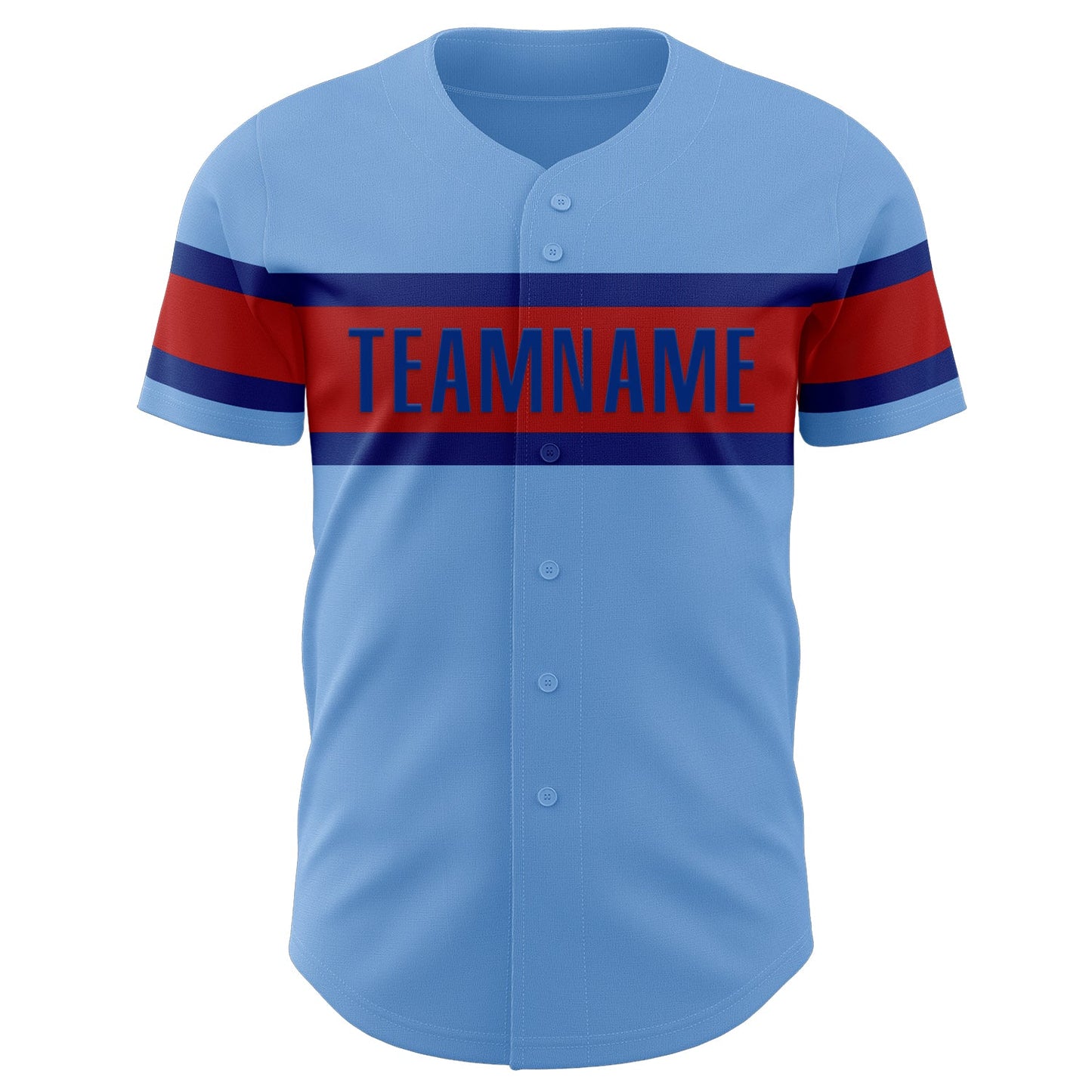 Custom Light Blue Red-Royal Authentic Baseball Jersey view 2