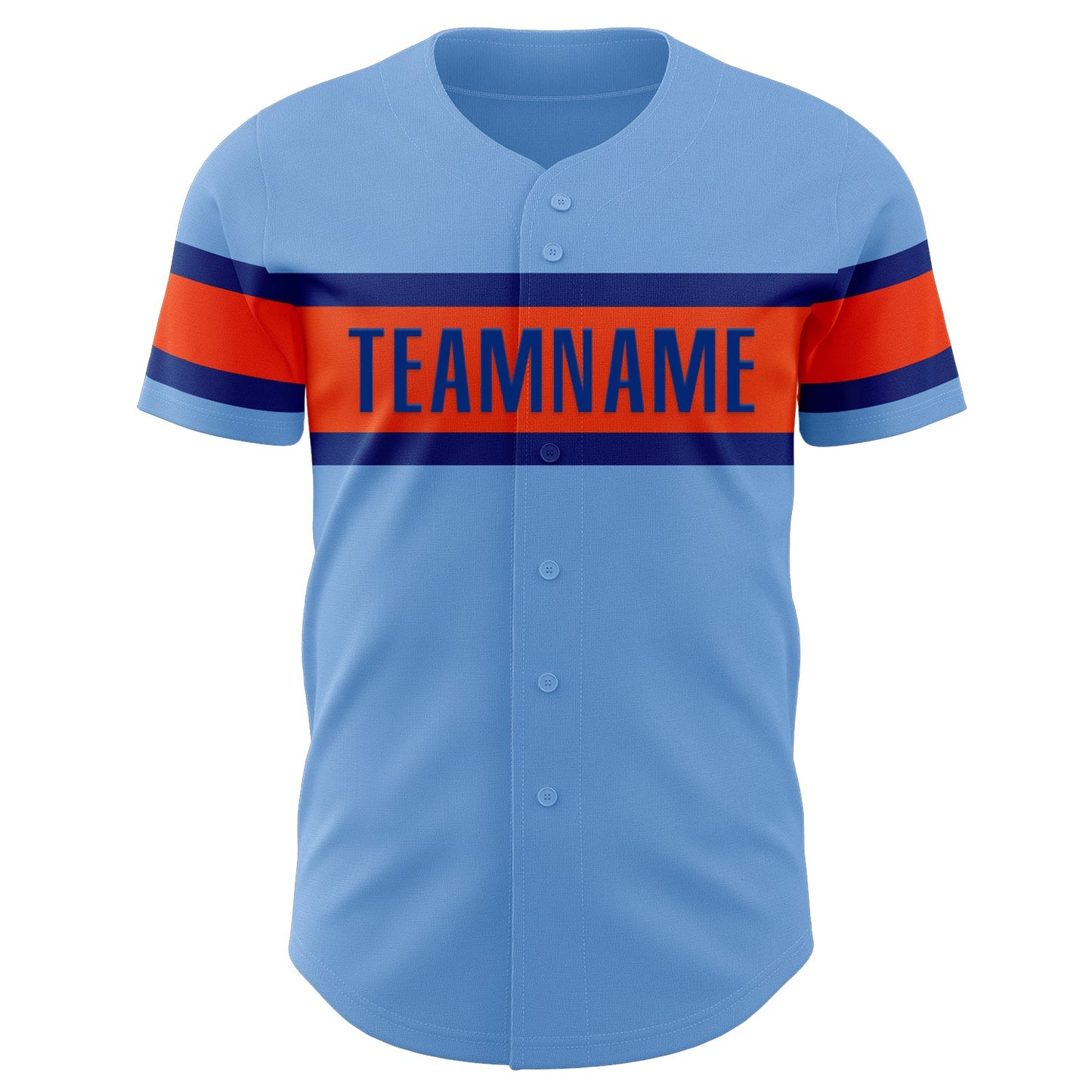 Custom Light Blue Orange-Royal Authentic Baseball Jersey view 2