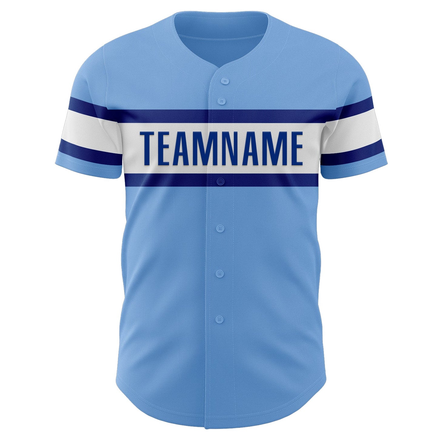 Custom Light Blue White-Royal Authentic Baseball Jersey view 2