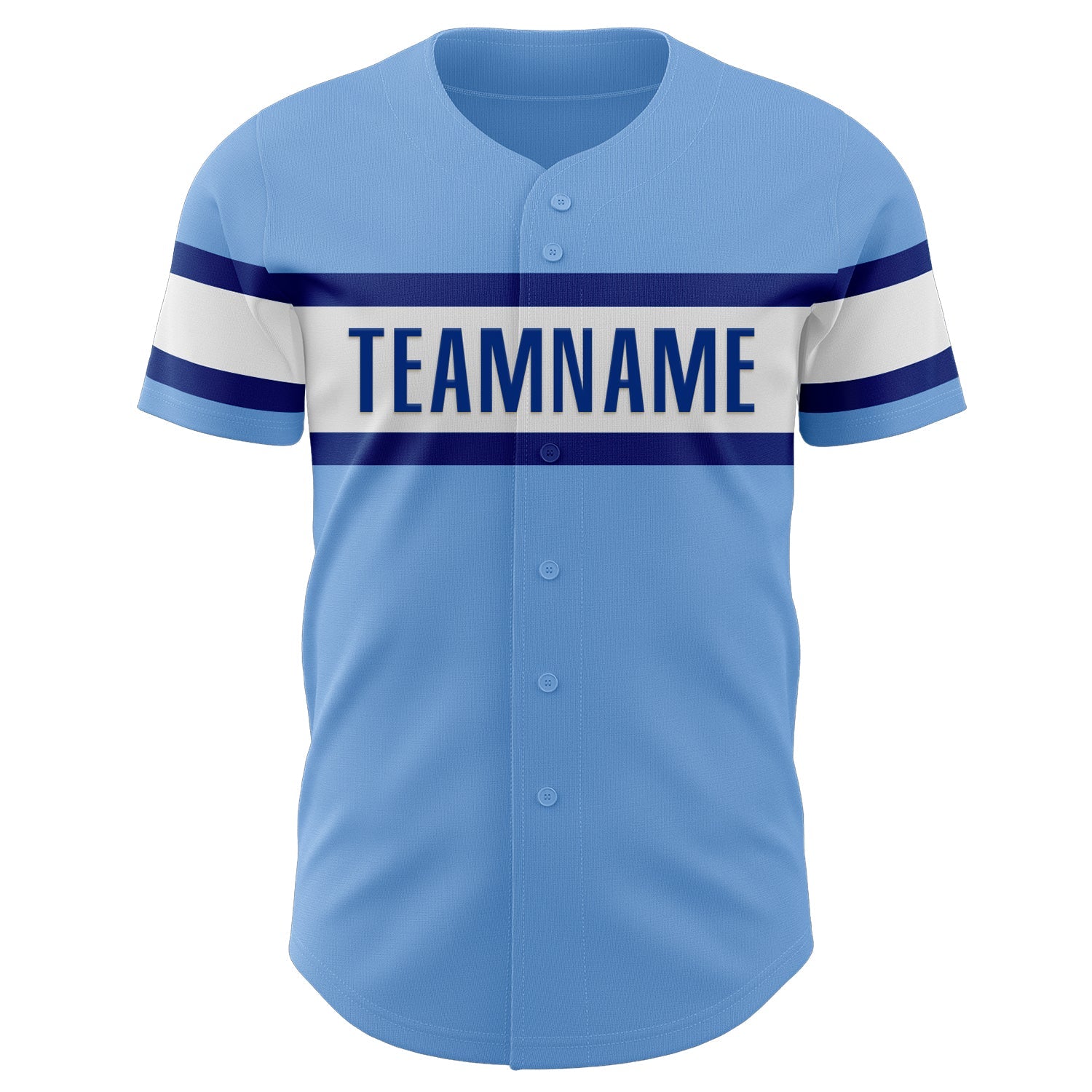Custom Light Blue White-Royal Authentic Baseball Jersey view 2