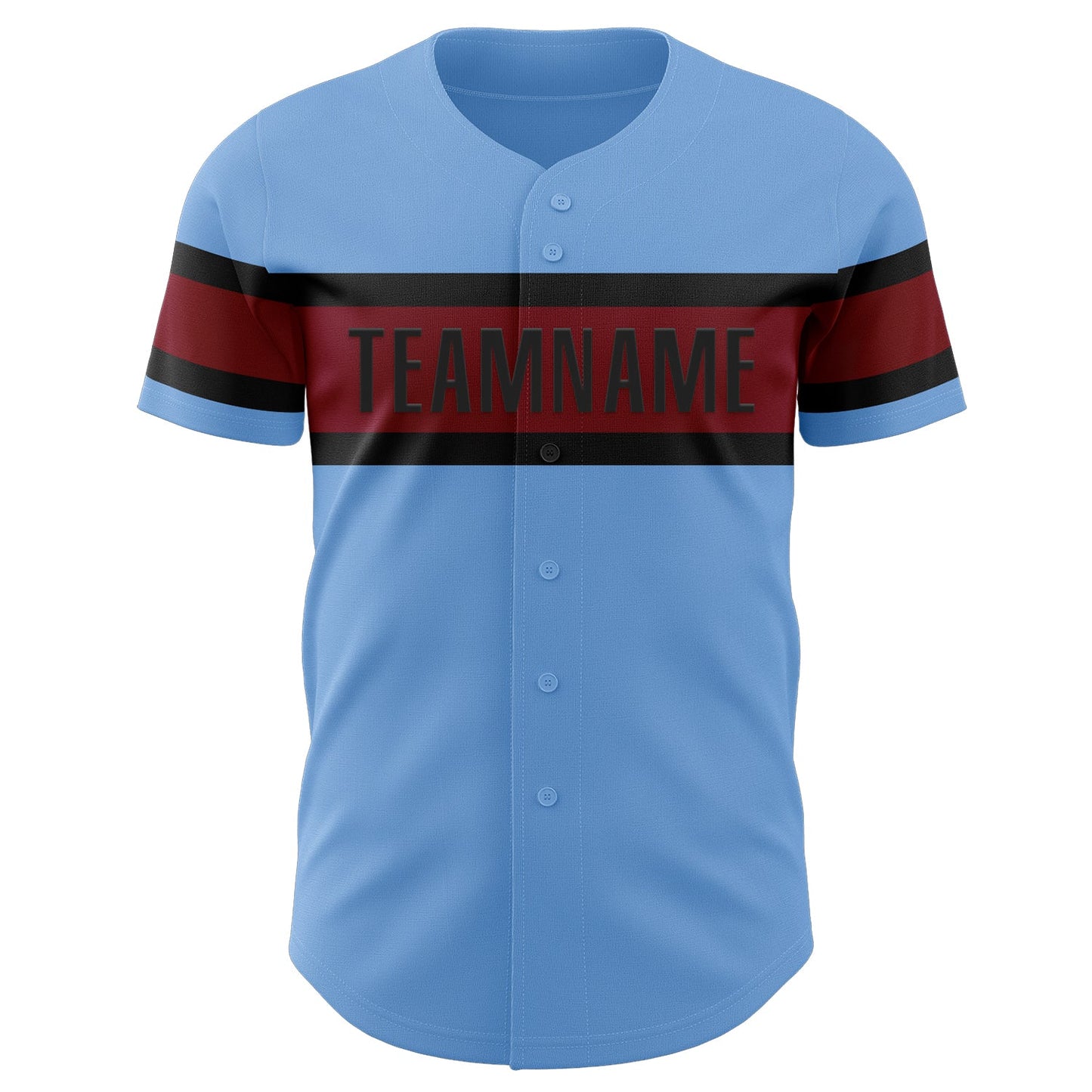 Custom Light Blue Crimson-Black Authentic Baseball Jersey view 2