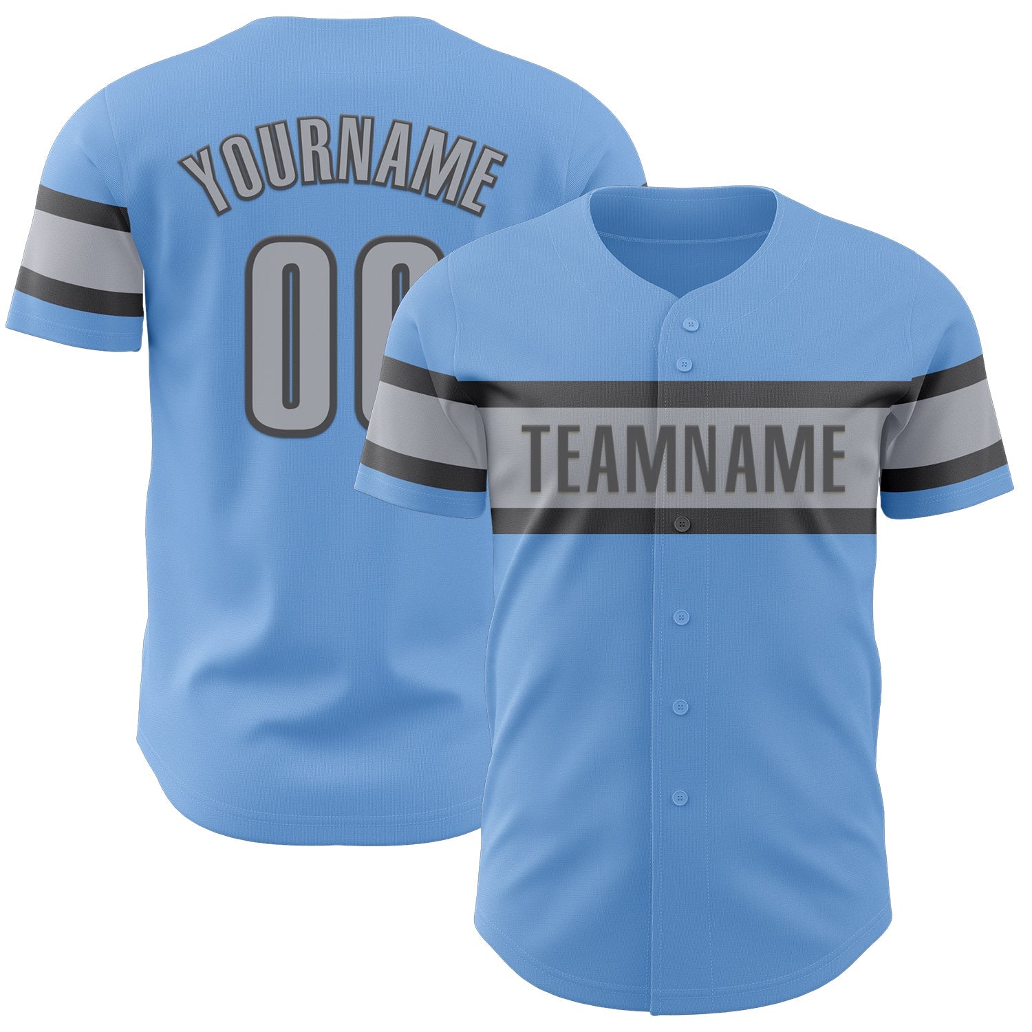 Custom Light Blue Gray-Steel Gray Authentic Baseball Jersey - Main View
