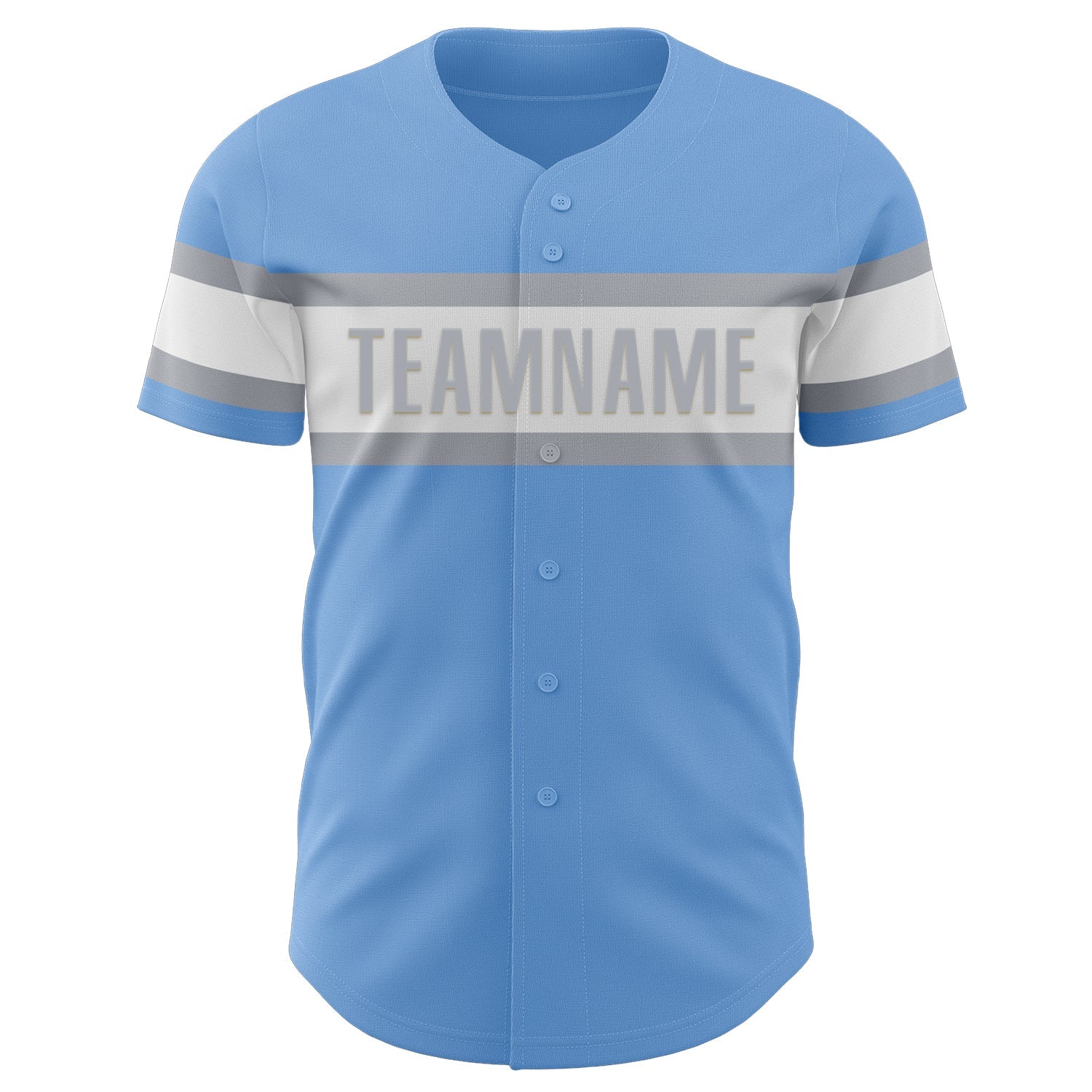 Custom Light Blue White-Gray Authentic Baseball Jersey view 2