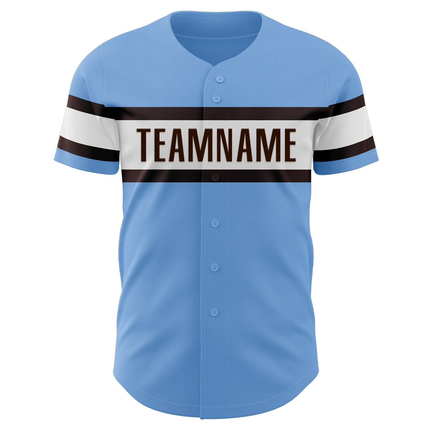 Custom Light Blue Brown-White Authentic Baseball Jersey view 2