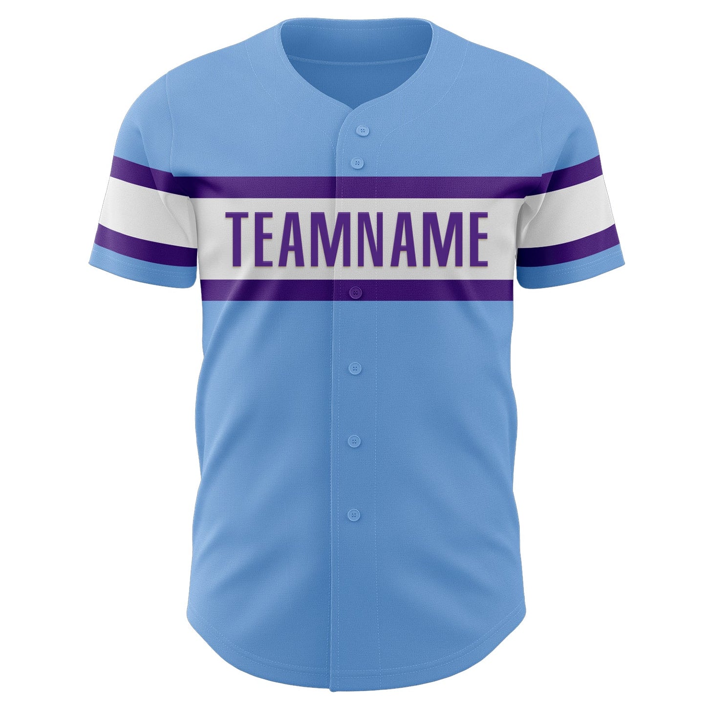 Custom Light Blue Purple-White Authentic Baseball Jersey view 2