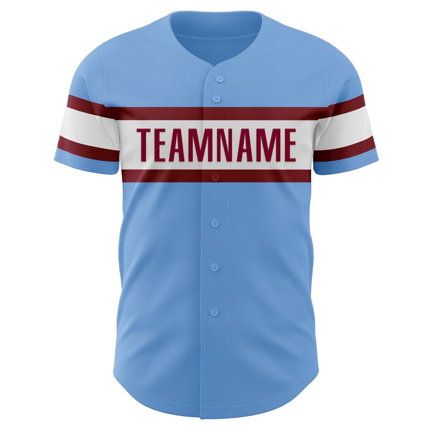 Custom Light Blue Maroon-White Authentic Baseball Jersey view 2