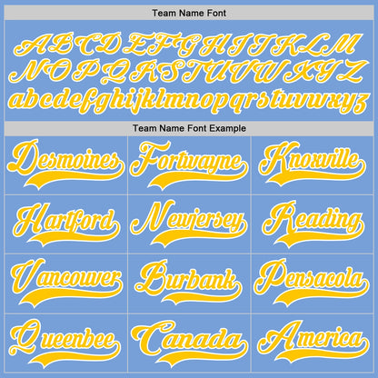 Custom Light Blue Yellow-White Hockey Lace Neck Jersey view 4