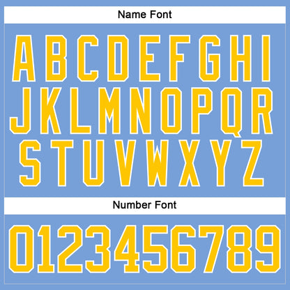 Custom Light Blue Yellow-White Hockey Lace Neck Jersey view 5
