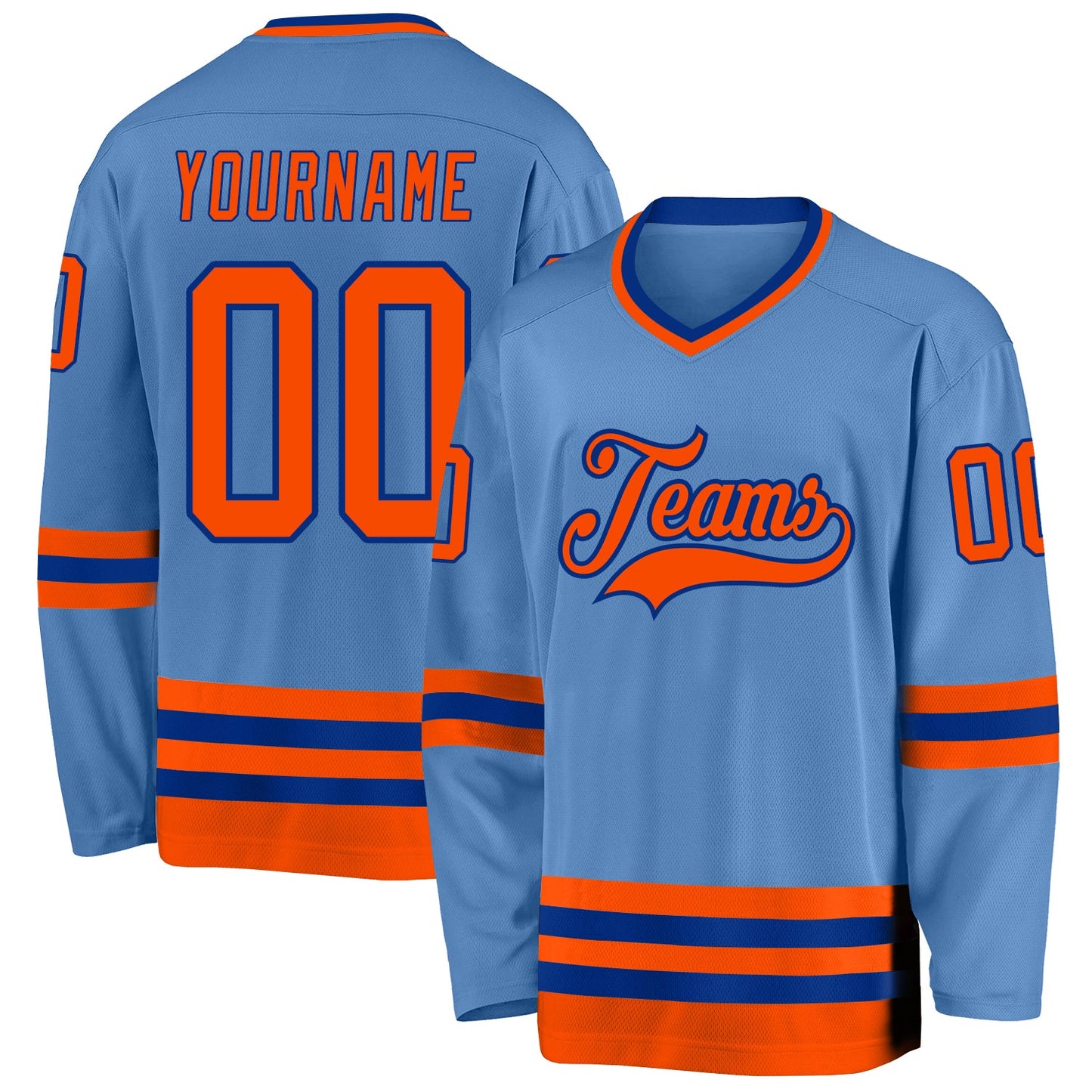 Custom Light Blue Orange-Royal Hockey Jersey - Main View