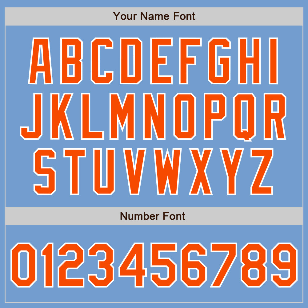 Custom Light Blue Orange-White Authentic Baseball Jersey view 4