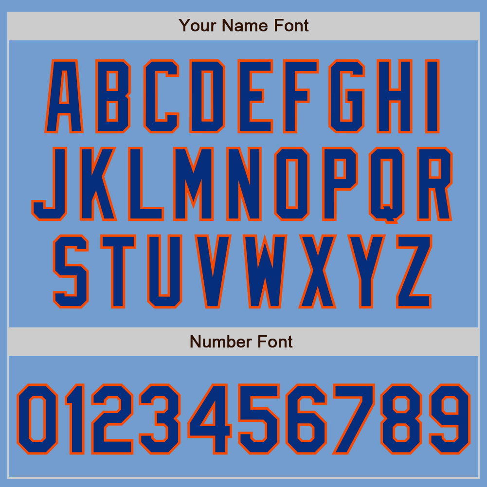 Custom Light Blue Royal-Orange Authentic Baseball Jersey view 8