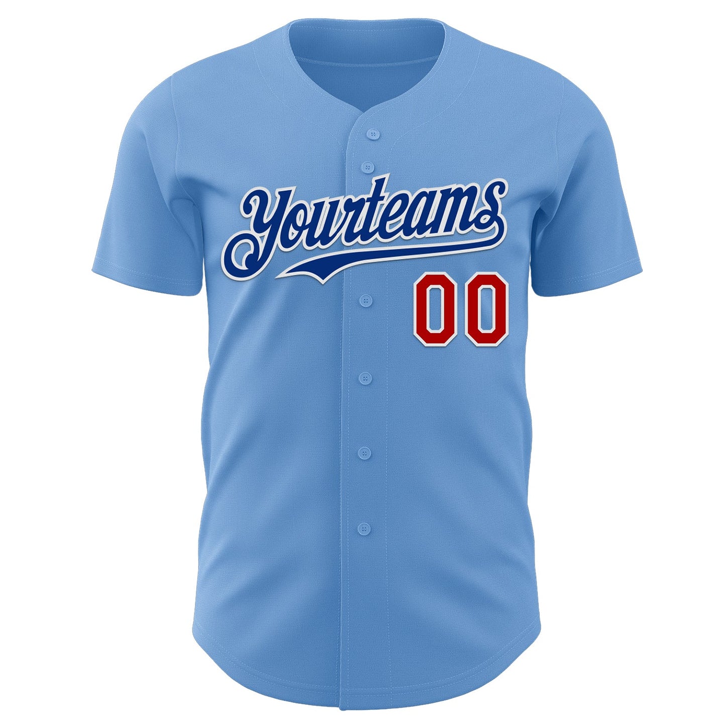 Custom Light Blue Red White-Royal Authentic Baseball Jersey view 2