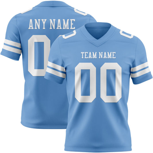 Custom Light Blue White Authentic Football Jersey - Main View