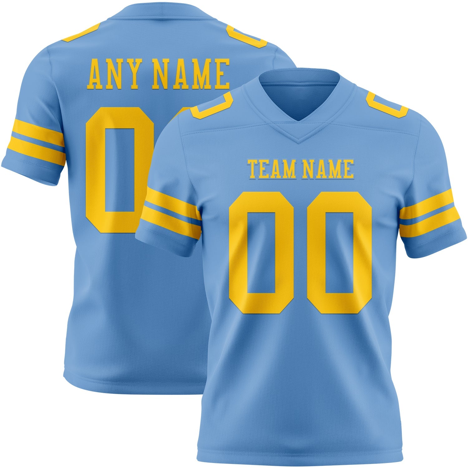 Custom Light Blue Yellow Authentic Football Jersey - Main View