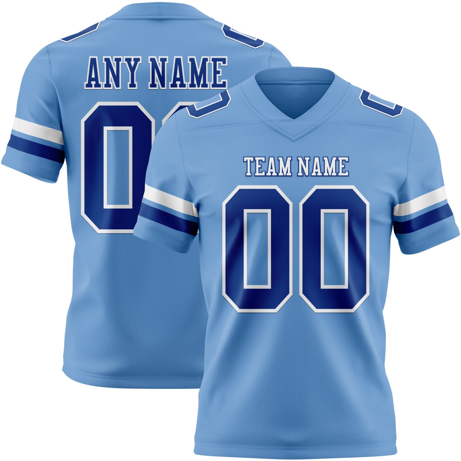 Custom Light Blue Royal-White Authentic Football Jersey - Main View