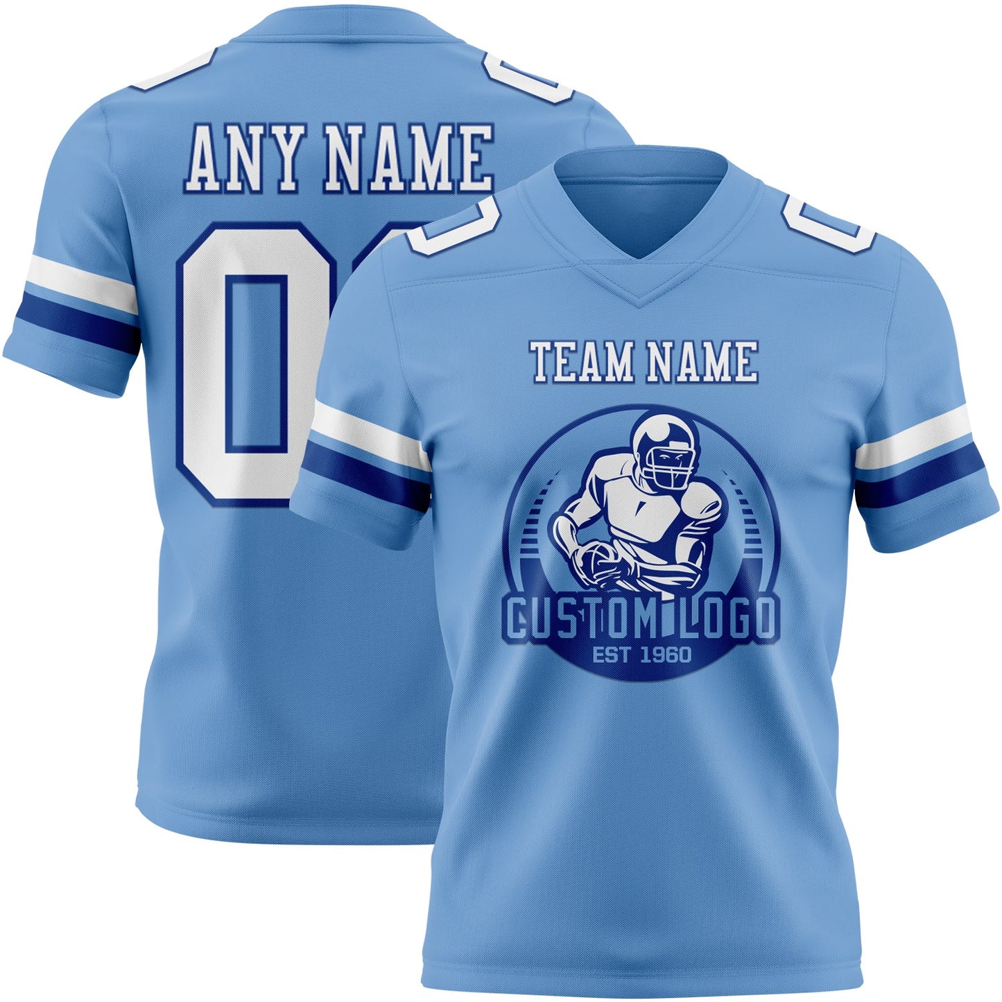 Custom Light Blue White-Royal Authentic Football Jersey view 2