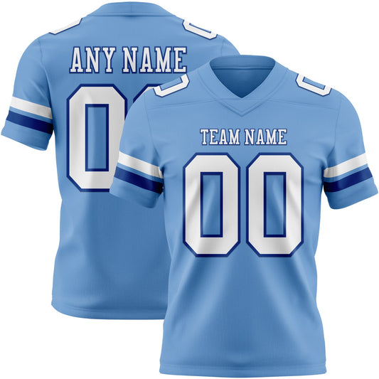 Custom Light Blue White-Royal Authentic Football Jersey - Main View