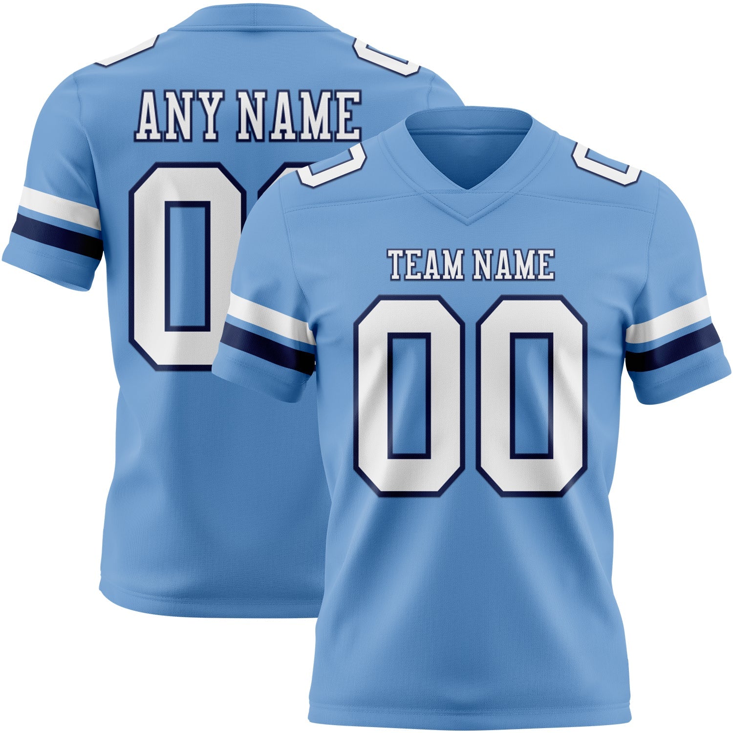 Custom Light Blue White-Navy Authentic Football Jersey - Main View