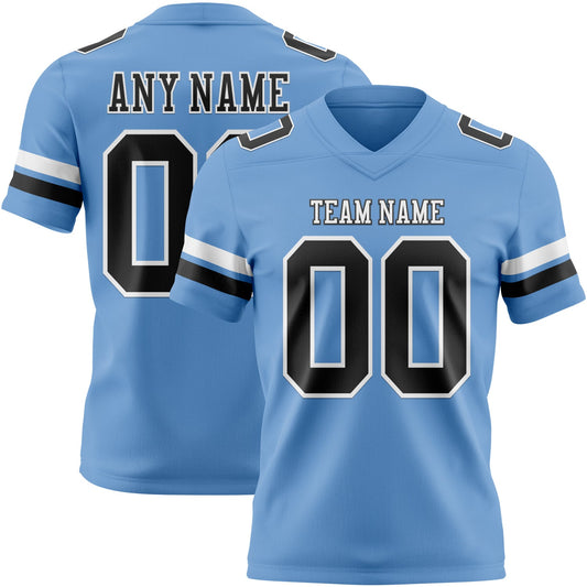 Custom Light Blue Navy-White Authentic Football Jersey - Main View