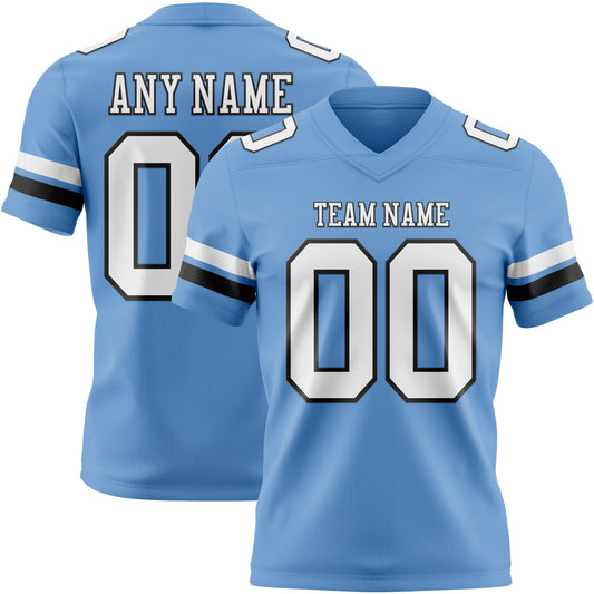 Custom Light Blue White-Black Authentic Football Jersey - Main View