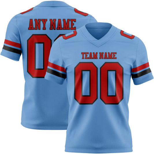 Custom Light Blue Red-Black Authentic Football Jersey - Main View