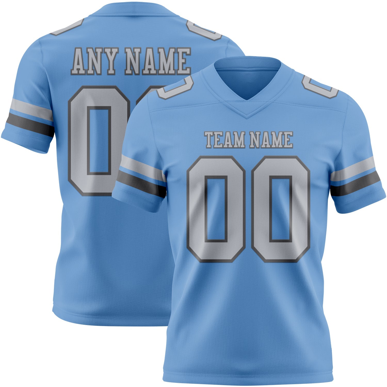 Custom Light Blue Gray-Steel Gray Authentic Football Jersey - Main View
