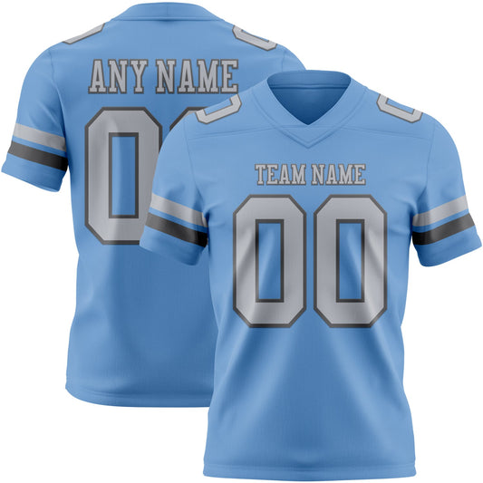 Custom Light Blue Gray-Steel Gray Authentic Football Jersey - Main View