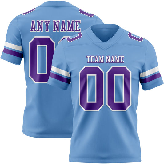 Custom Light Blue Purple-White Authentic Football Jersey - Main View