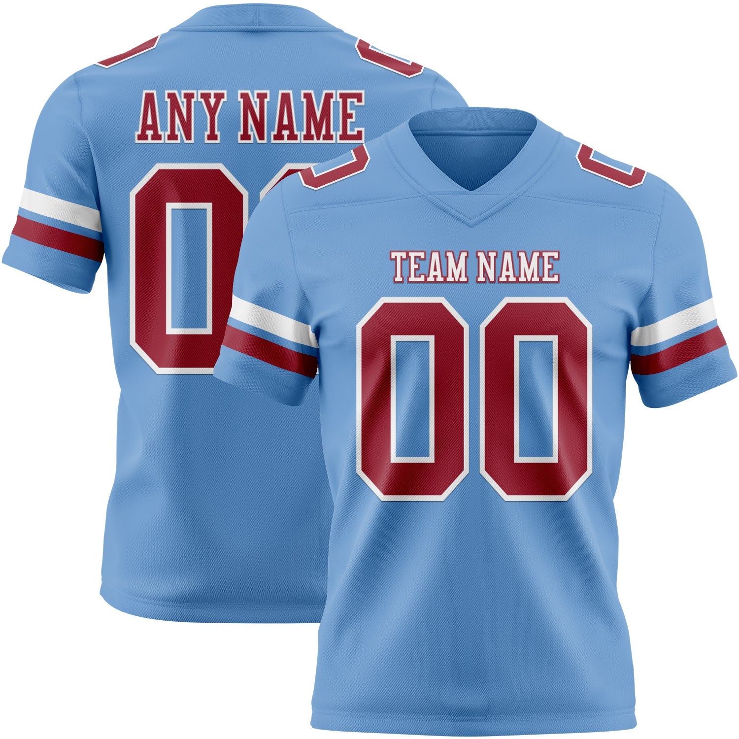 Custom Light Blue Cardinal-White Authentic Football Jersey - Main View