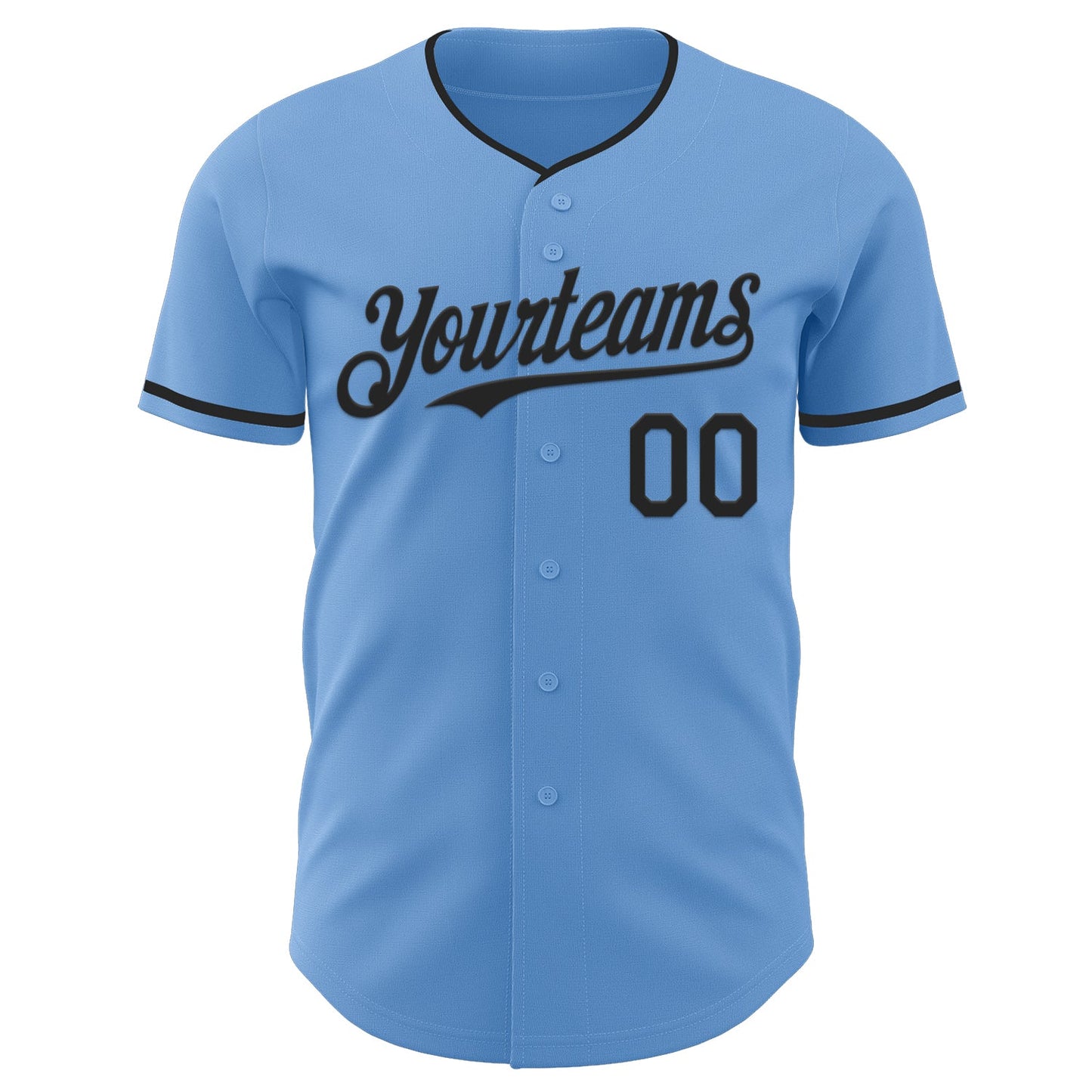 Custom Light Blue Black Authentic Baseball Jersey view 2