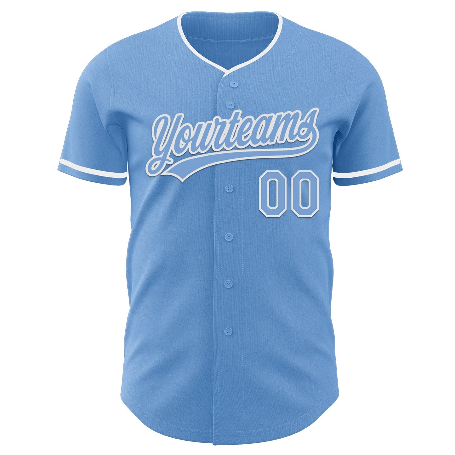 Custom Light Blue White Authentic Baseball Jersey view 2