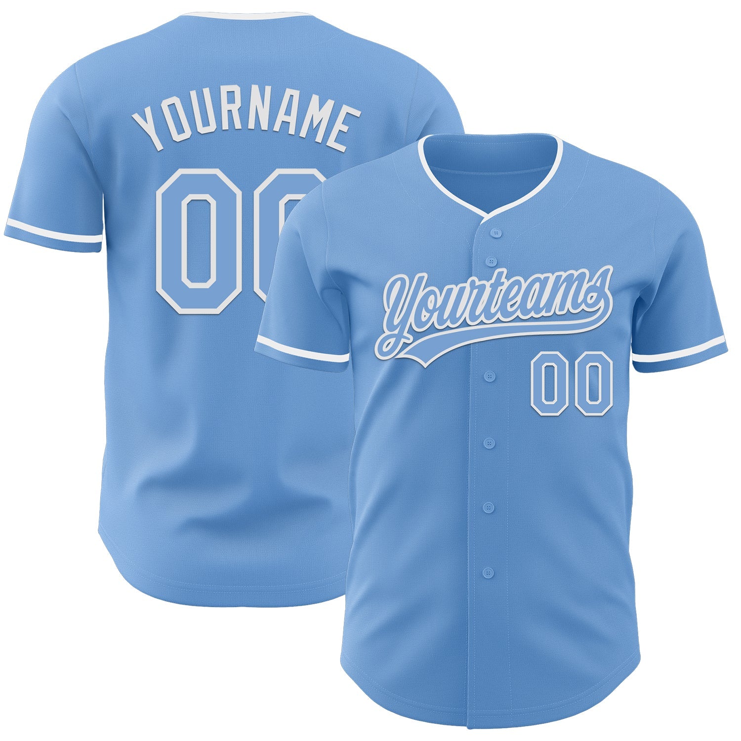 Custom Light Blue White Authentic Baseball Jersey - Main View