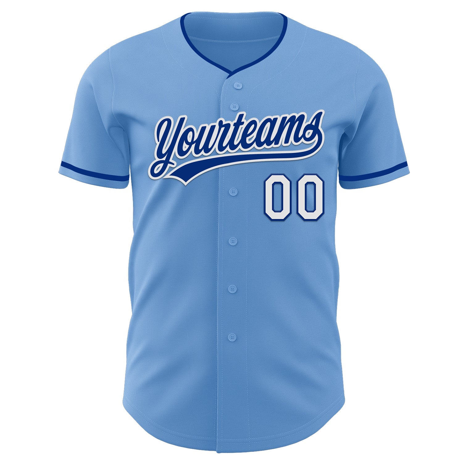 Custom Light Blue Royal-White Authentic Baseball Jersey view 2