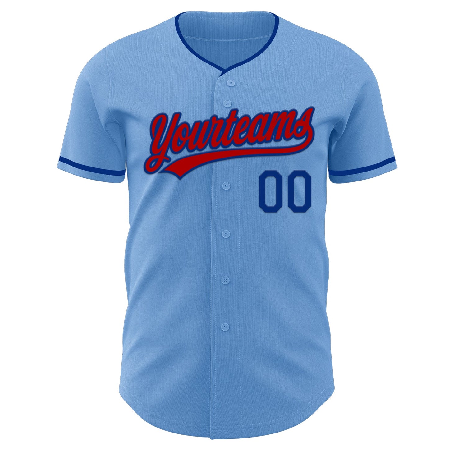 Custom Light Blue Red-Royal Authentic Baseball Jersey view 2