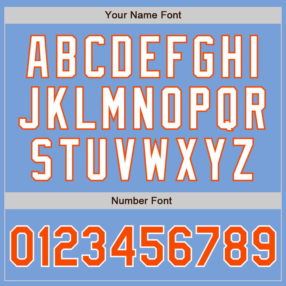 Custom Light Blue Orange-White Authentic Baseball Jersey view 5