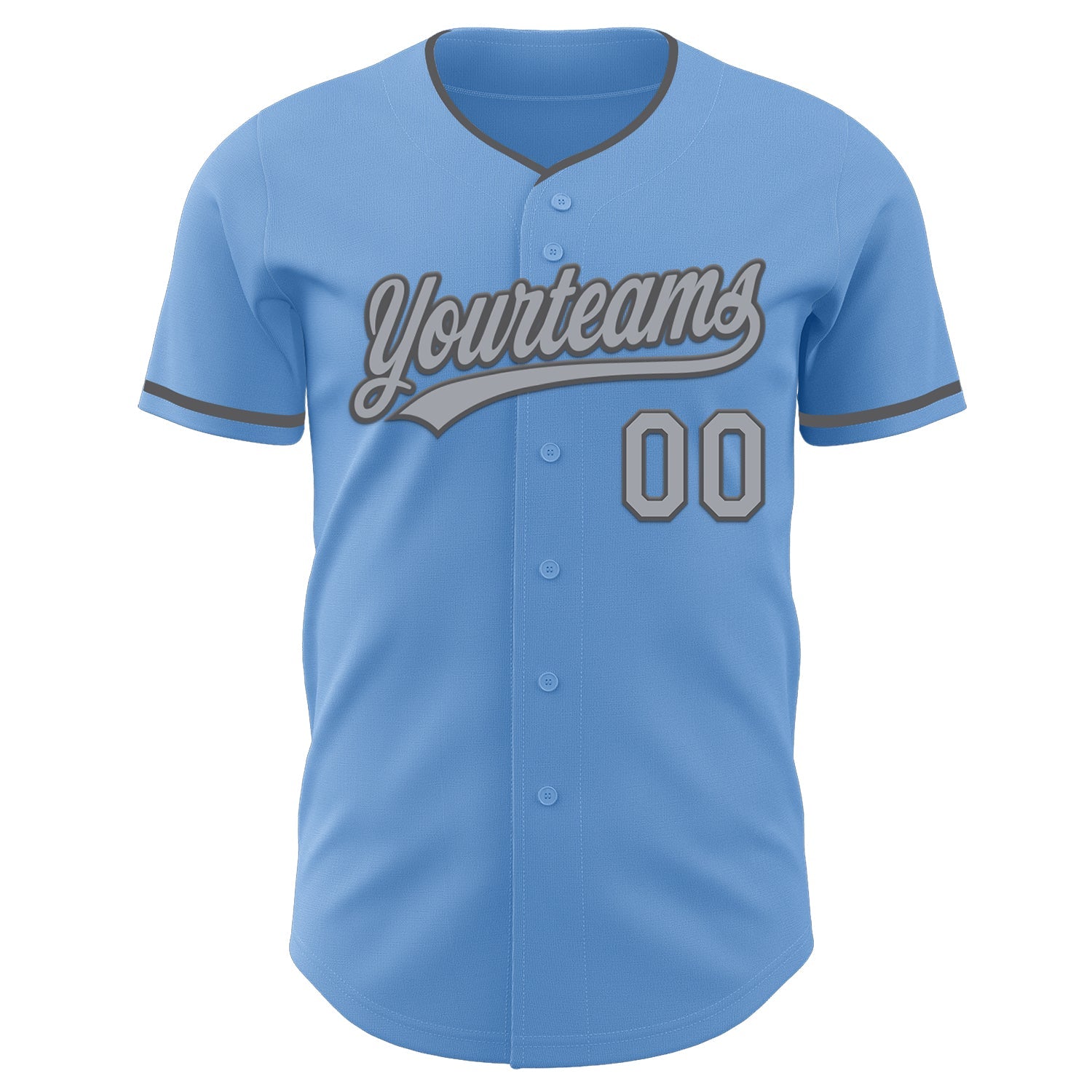 Custom Light Blue Gray-Steel Gray Authentic Baseball Jersey view 2
