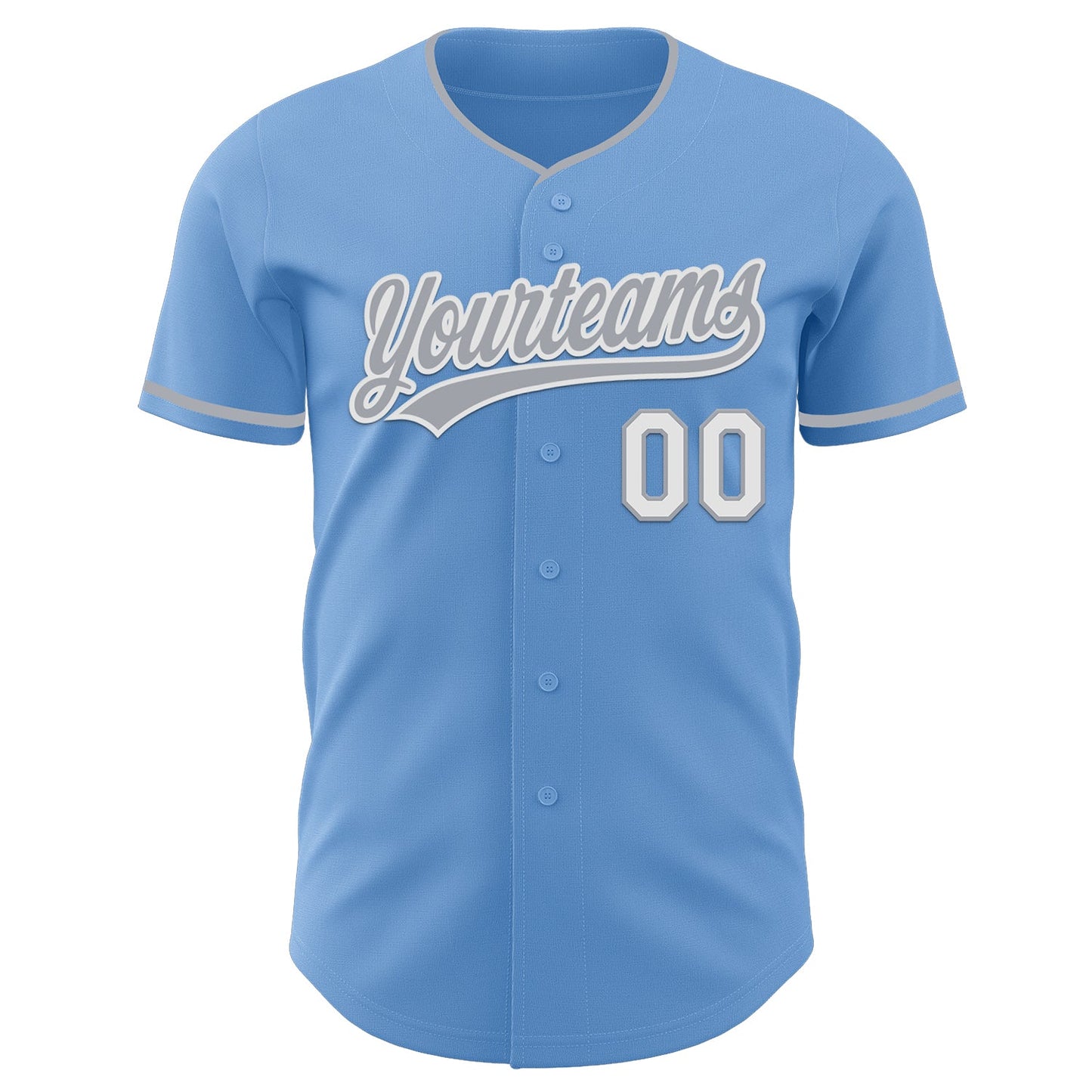 Custom Light Blue Gray-White Authentic Baseball Jersey view 2