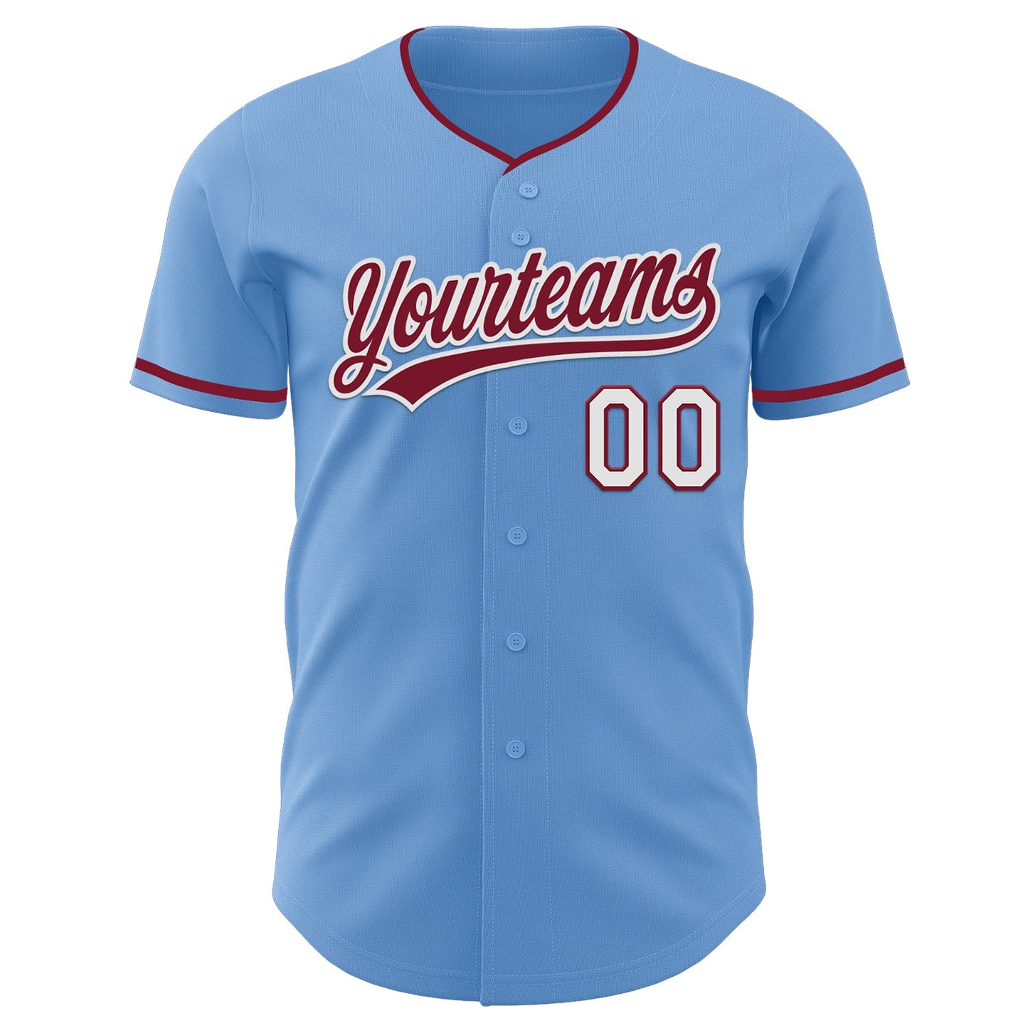 Custom Light Blue Crimson-White Authentic Baseball Jersey view 2