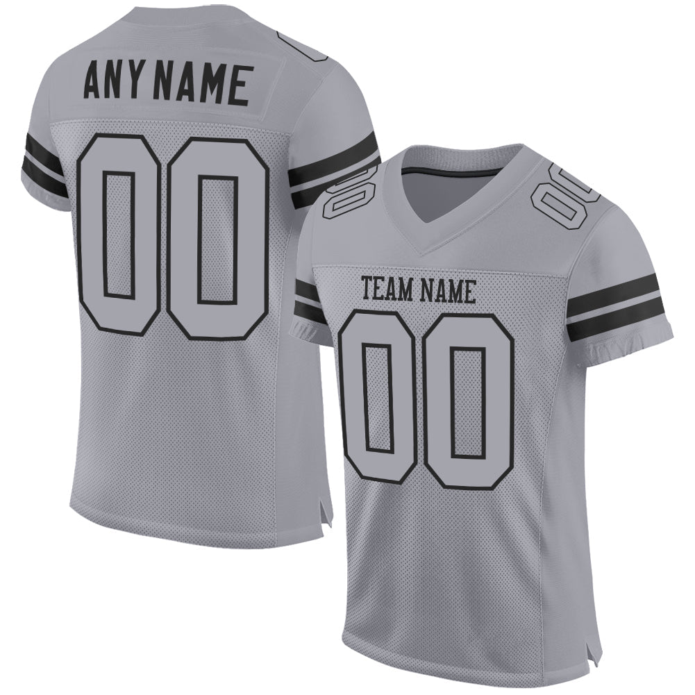 Custom Light Gray Gray-Black Mesh Authentic Football Jersey - Main View