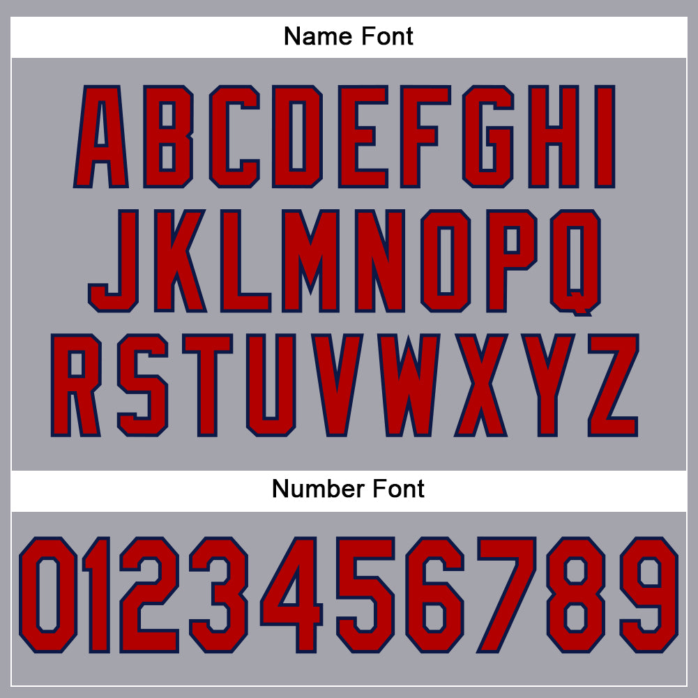 Custom Light Gray Red-Navy Mesh Authentic Football Jersey view 4