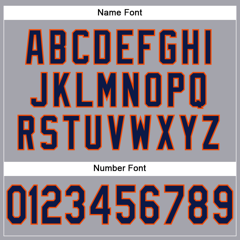 Custom Light Gray Navy-Orange Mesh Authentic Football Jersey view 4