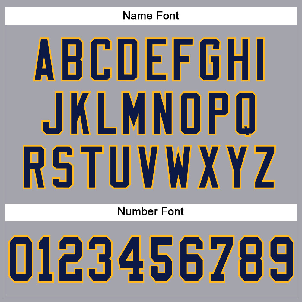 Custom Light Gray Navy-Gold Mesh Authentic Football Jersey view 4