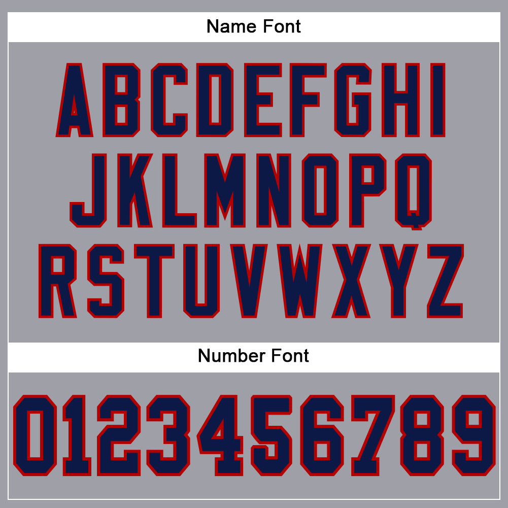 Custom Light Gray Navy-Red Mesh Authentic Football Jersey view 4