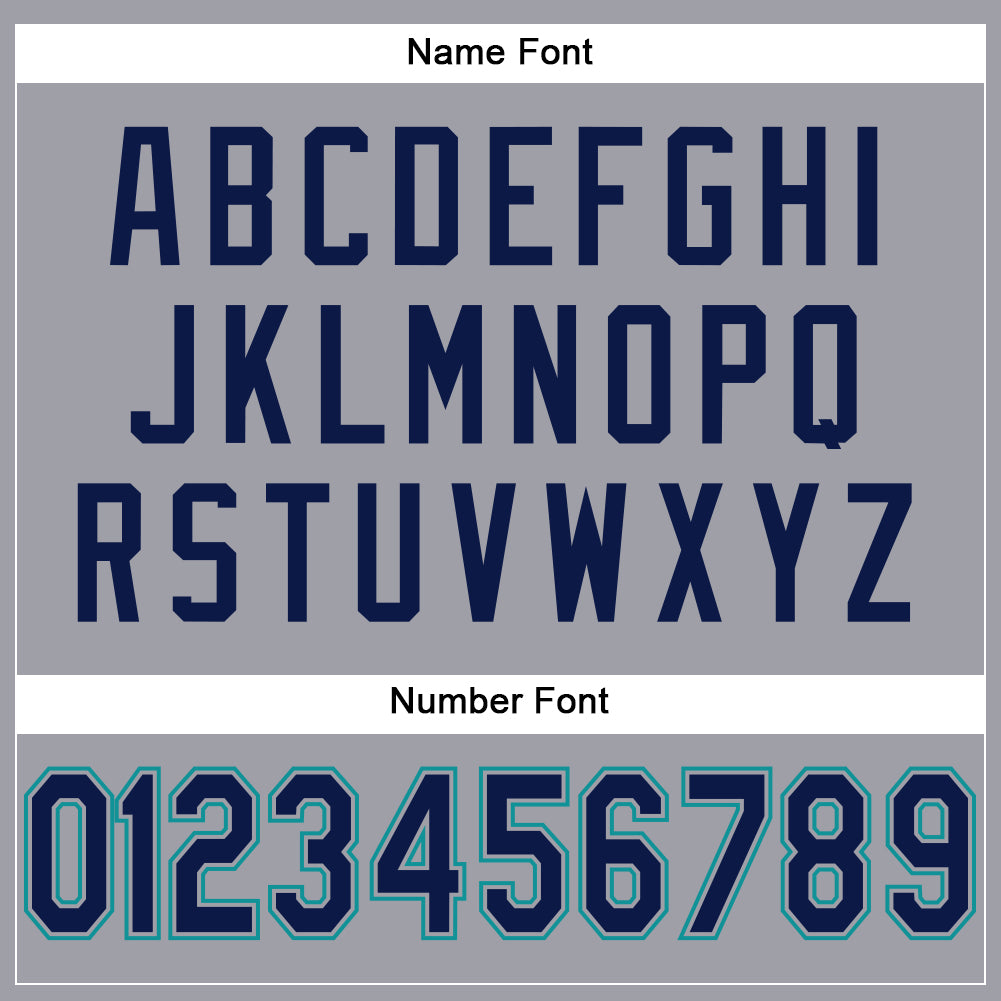 Custom Light Gray Navy-Aqua Mesh Authentic Football Jersey view 4