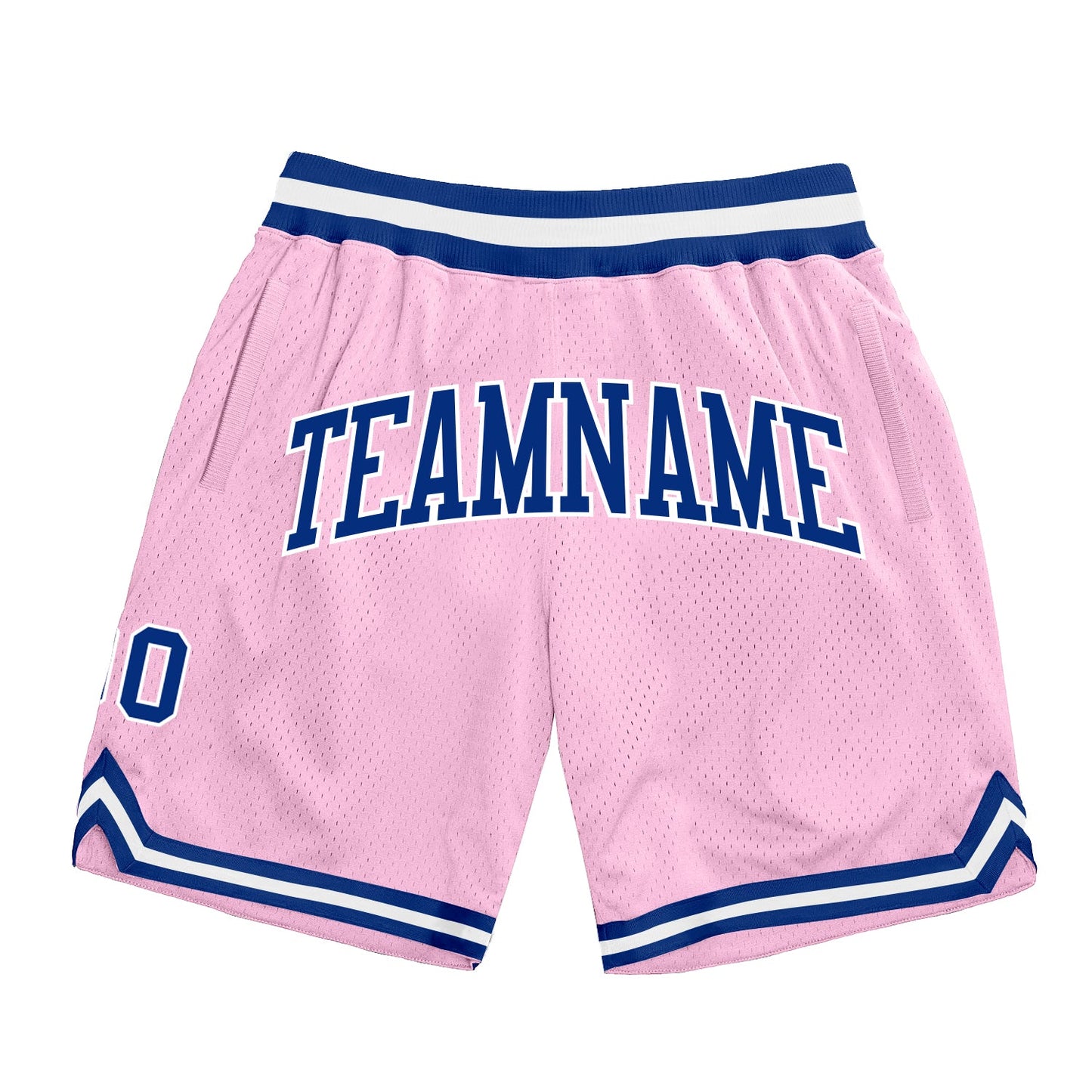 Custom Light Pink Royal-White Authentic Throwback Basketball Shorts - Main View